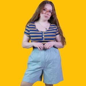 Dress Barn Light Blue Paper Bag Shorts, 16W